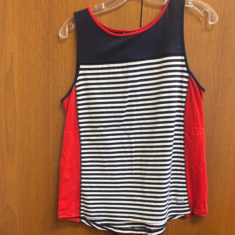 Striped Tank Top with Red Panels